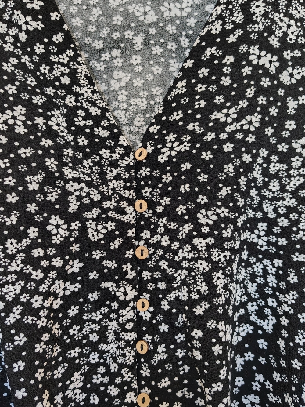 Free People Black and White Floral Button Front Blouse Size XS. - Picture 3 of 11